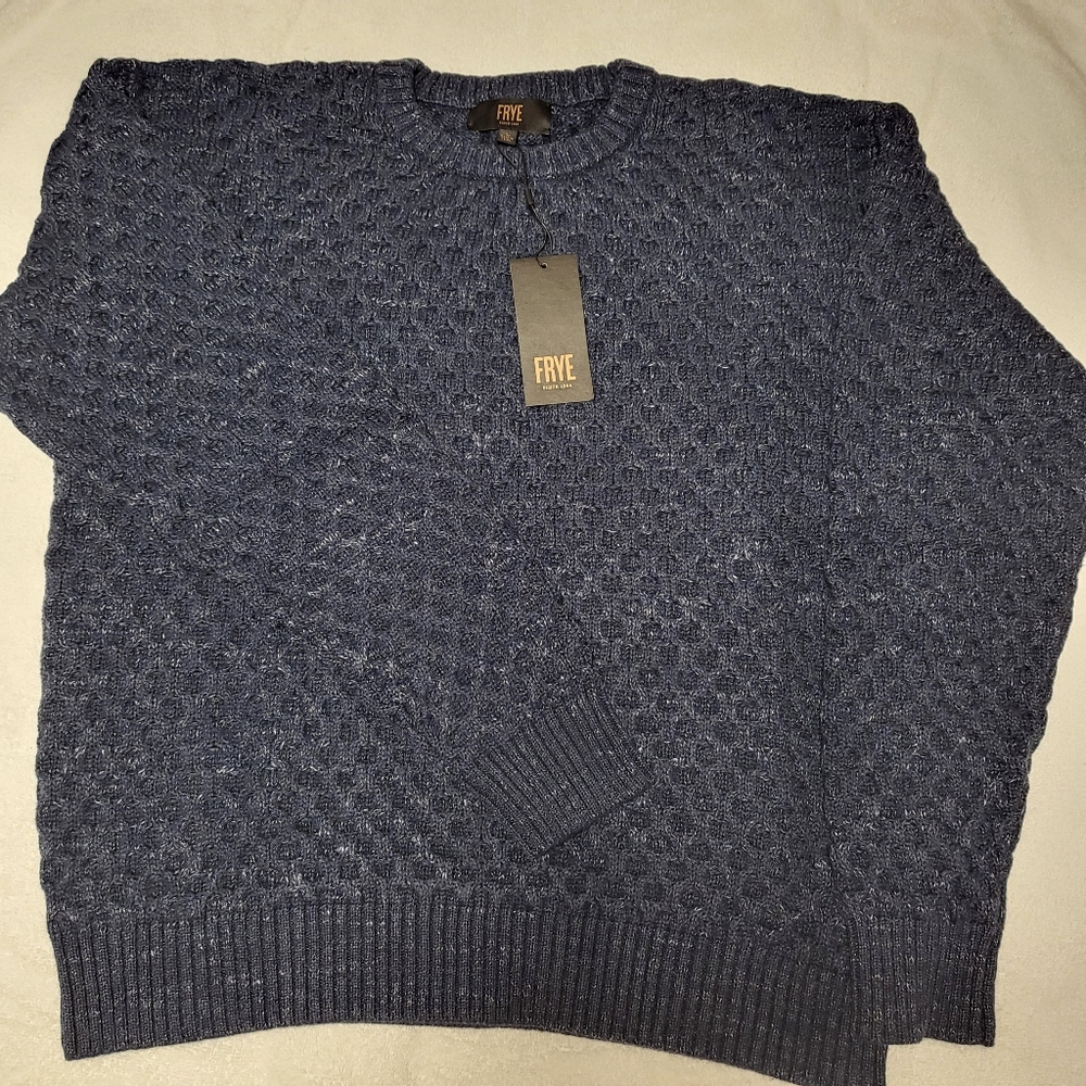 Frye Men's Midnight Blue Woven Cotton Sweater size L